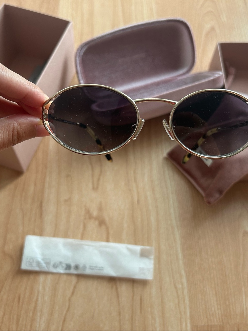 Authentic Miu Miu 52YS Oval sunglasses with pale gold frame & grey gradient lens - Picture 7 of 7